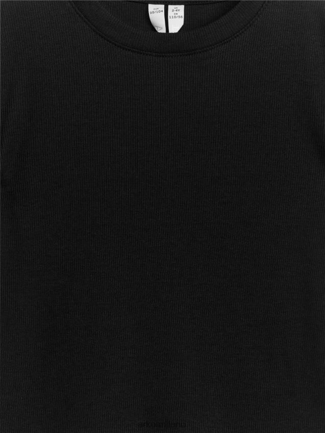 vestiario esso ARKET bambini maglietta aderente a coste nero sporco 6F0F6L1486