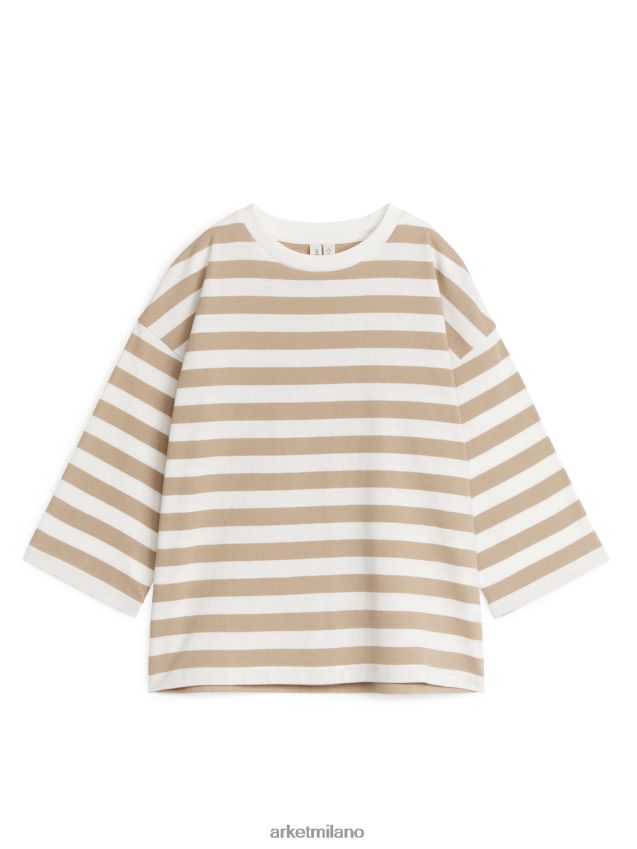 vestiario esso ARKET bambini maglietta oversize a maniche lunghe beige/righe 6F0F6L1499