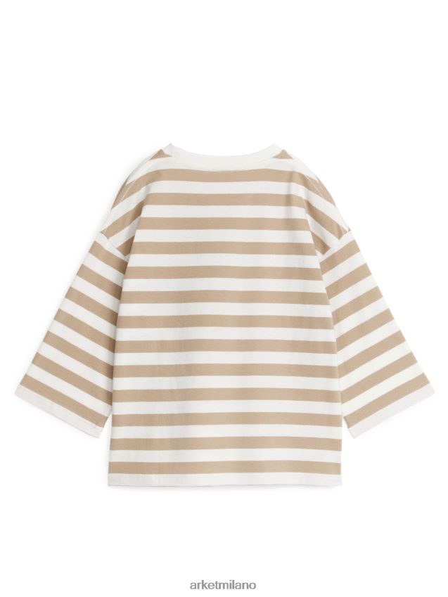 vestiario esso ARKET bambini maglietta oversize a maniche lunghe beige/righe 6F0F6L1499