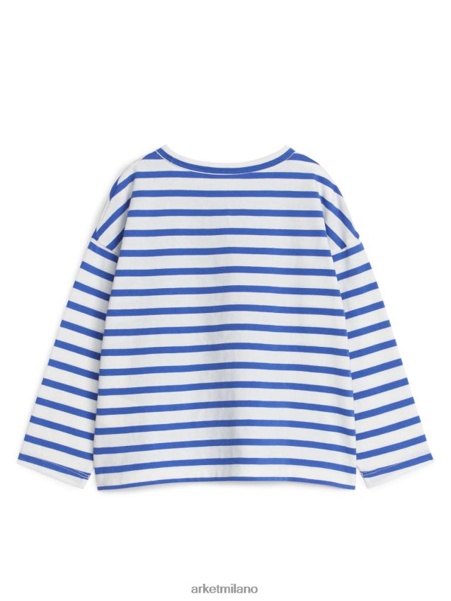 vestiario esso ARKET bambini maglietta oversize a maniche lunghe bianco/blu brillante 6F0F6L1513