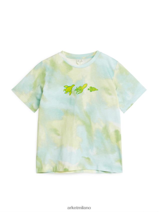 vestiario esso ARKET bambini maglietta stampata turchese/tie-dye 6F0F6L1454