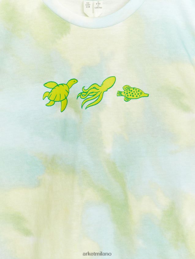 vestiario esso ARKET bambini maglietta stampata turchese/tie-dye 6F0F6L1454