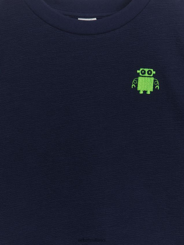 vestiario esso ARKET bambini maglietta strutturata blu scuro/robot 6F0F6L1459