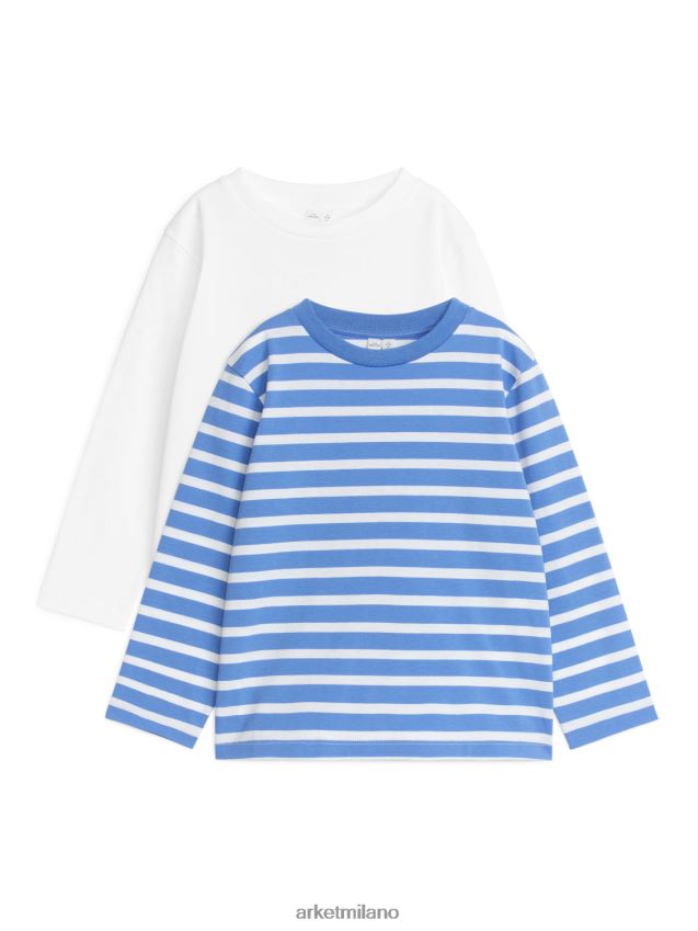 vestiario esso ARKET bambini set di 2 magliette a maniche lunghe bianco blu 6F0F6L1504