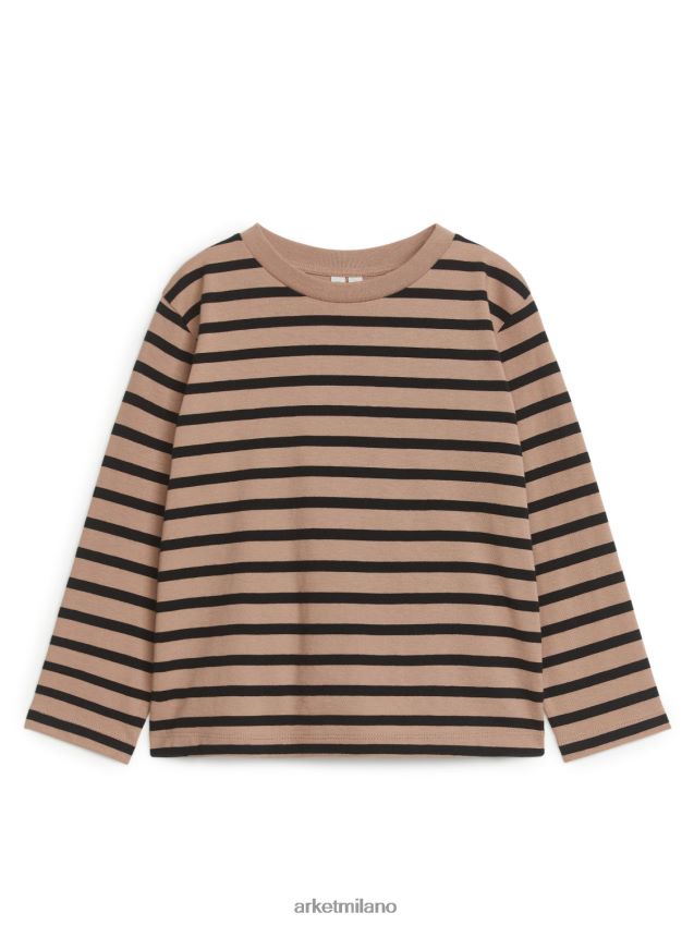 vestiario esso ARKET bambini set di 2 magliette a maniche lunghe strisce nere/beige 6F0F6L1520