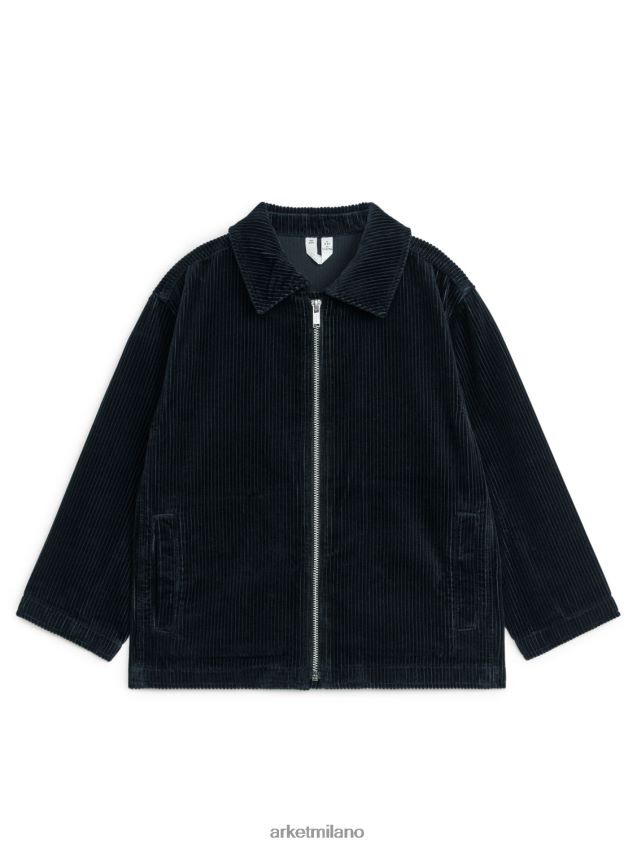 vestiario esso ARKET bambini sopracamicia con zip in velluto a coste nero 6F0F6L1515