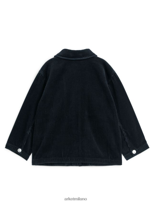vestiario esso ARKET bambini sopracamicia con zip in velluto a coste nero 6F0F6L1515