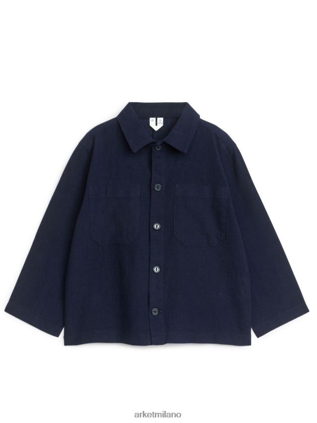 vestiario esso ARKET bambini sovracamicia in lino e cotone blu scuro 6F0F6L1478