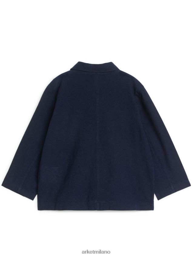 vestiario esso ARKET bambini sovracamicia in lino e cotone blu scuro 6F0F6L1478