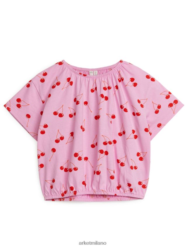 vestiario esso ARKET bambini top voluminoso in jersey arricciato rosa/rosso 6F0F6L1463