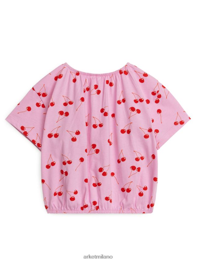 vestiario esso ARKET bambini top voluminoso in jersey arricciato rosa/rosso 6F0F6L1463