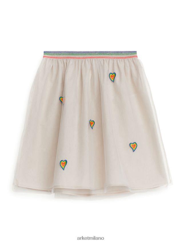 vestiario esso ARKET bambini gonna in tulle ricamato beige/multicolore 6F0F6L1391