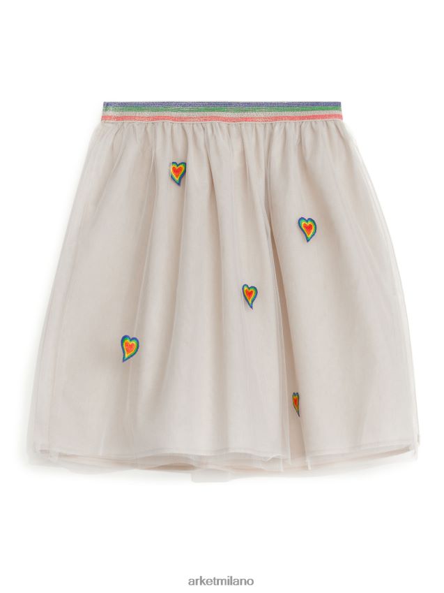 vestiario esso ARKET bambini gonna in tulle ricamato beige/multicolore 6F0F6L1391