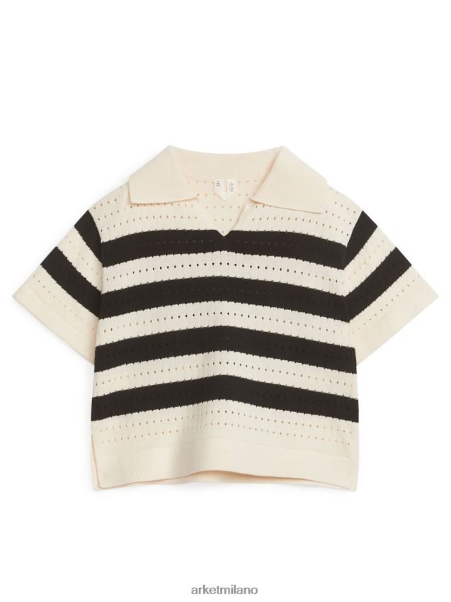 vestiario esso ARKET bambini Maglia pointelle a maniche corte Striscia nera 6F0F6L1480