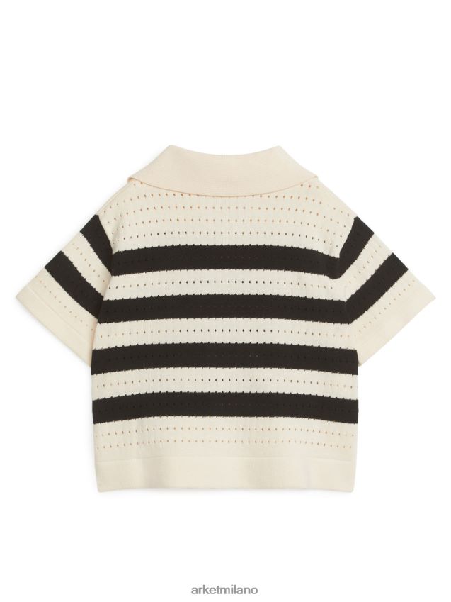 vestiario esso ARKET bambini Maglia pointelle a maniche corte Striscia nera 6F0F6L1480