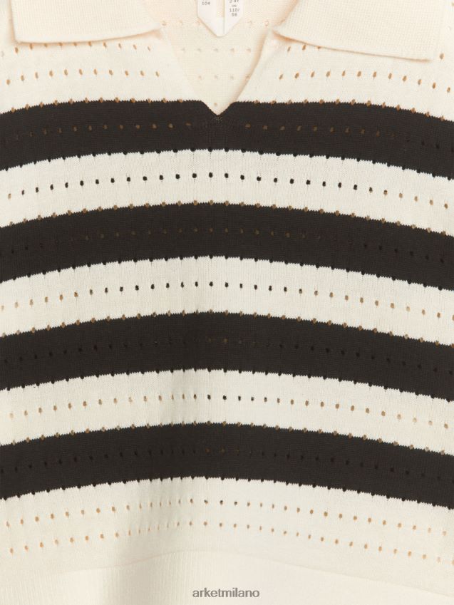 vestiario esso ARKET bambini Maglia pointelle a maniche corte Striscia nera 6F0F6L1480