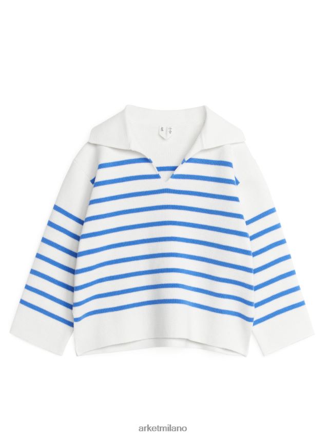 vestiario esso ARKET bambini maglione di cotone blu brillante/bianco 6F0F6L1620