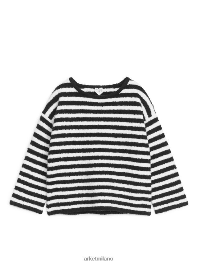 vestiario esso ARKET bambini maglione peloso dalla vestibilità squadrata nero bianco 6F0F6L1523