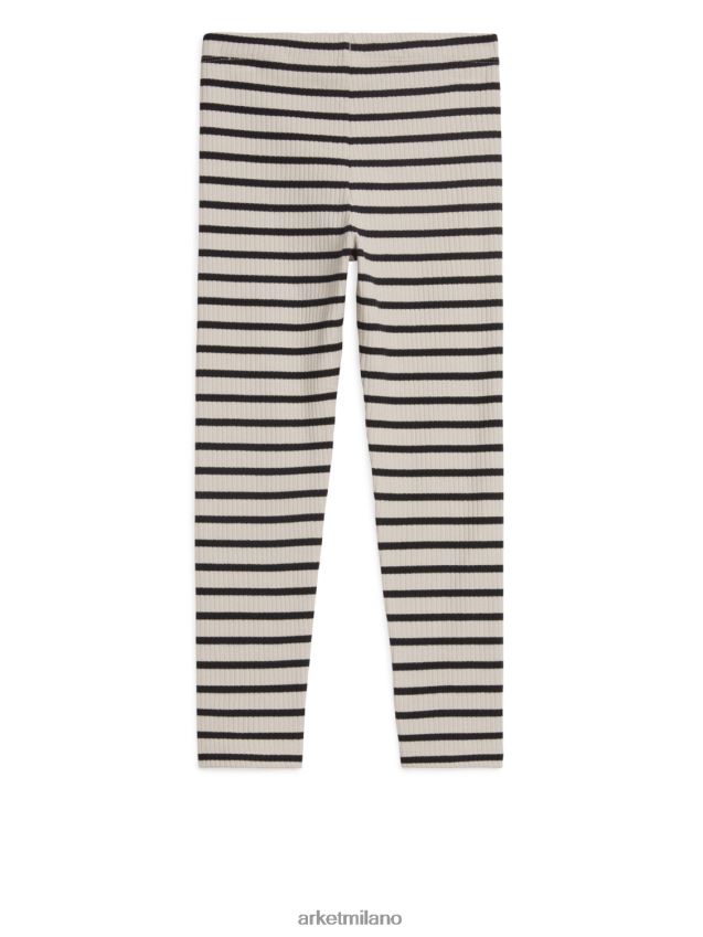 vestiario esso ARKET bambini leggings a coste bianco sporco/nero 6F0F6L1584