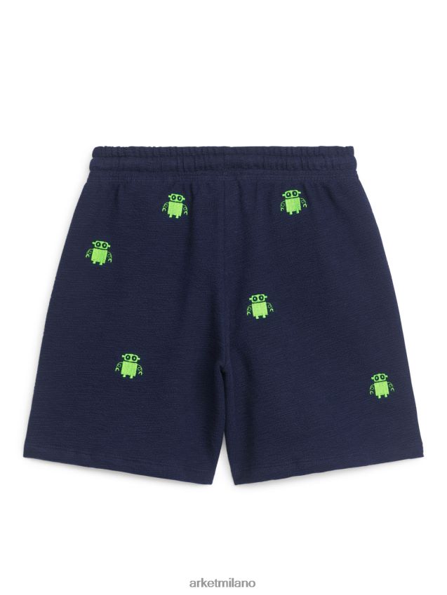 vestiario esso ARKET bambini pantaloncini da felpa ricamati con robot blu scuro/robot 6F0F6L1543