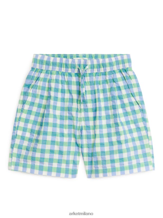 vestiario esso ARKET bambini pantaloncini in seersucker verde/blu/bianco 6F0F6L1557