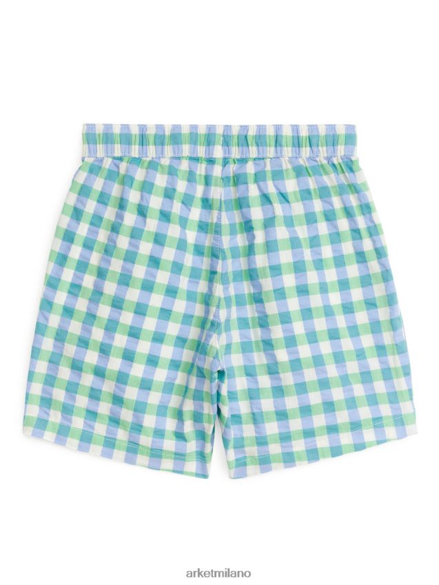 vestiario esso ARKET bambini pantaloncini in seersucker verde/blu/bianco 6F0F6L1557