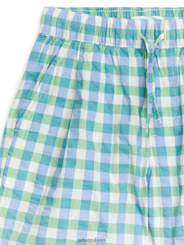 vestiario esso ARKET bambini pantaloncini in seersucker verde/blu/bianco 6F0F6L1557