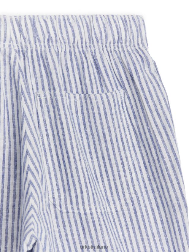 vestiario esso ARKET bambini pantaloni di lino rilassati blu/strisce 6F0F6L1562