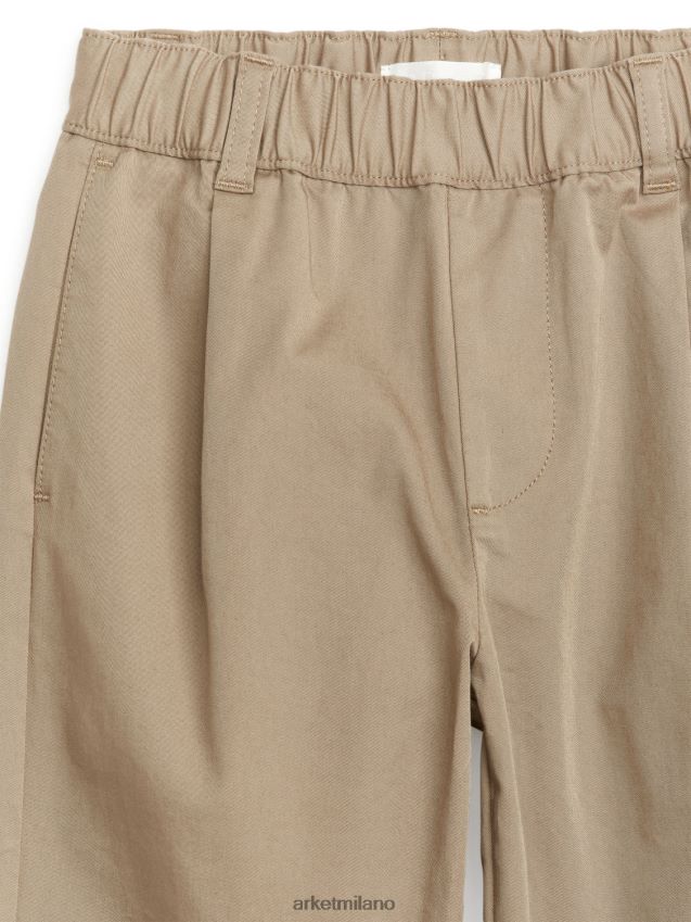 vestiario esso ARKET bambini pantaloni larghi di cotone beige 6F0F6L1537