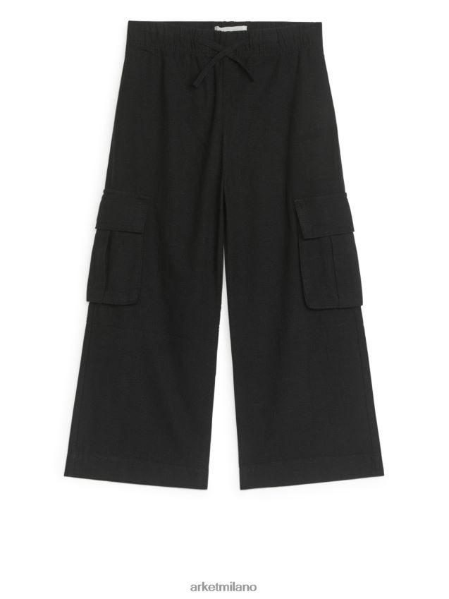 vestiario esso ARKET bambini pantaloni pratici di lino nero 6F0F6L1563