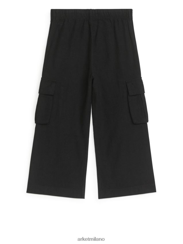 vestiario esso ARKET bambini pantaloni pratici di lino nero 6F0F6L1563