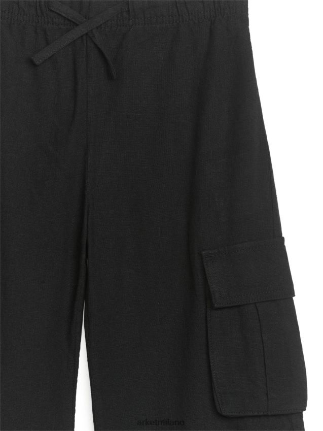 vestiario esso ARKET bambini pantaloni pratici di lino nero 6F0F6L1563