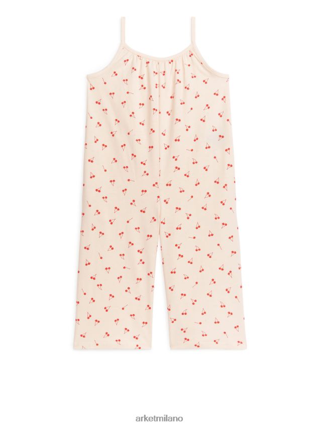 vestiario esso ARKET bambini tuta in jersey senza maniche beige/ciliegie 6F0F6L1550