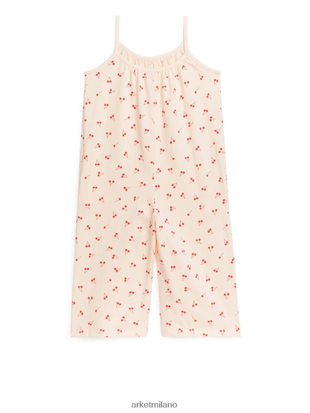 vestiario esso ARKET bambini tuta in jersey senza maniche beige/ciliegie 6F0F6L1550