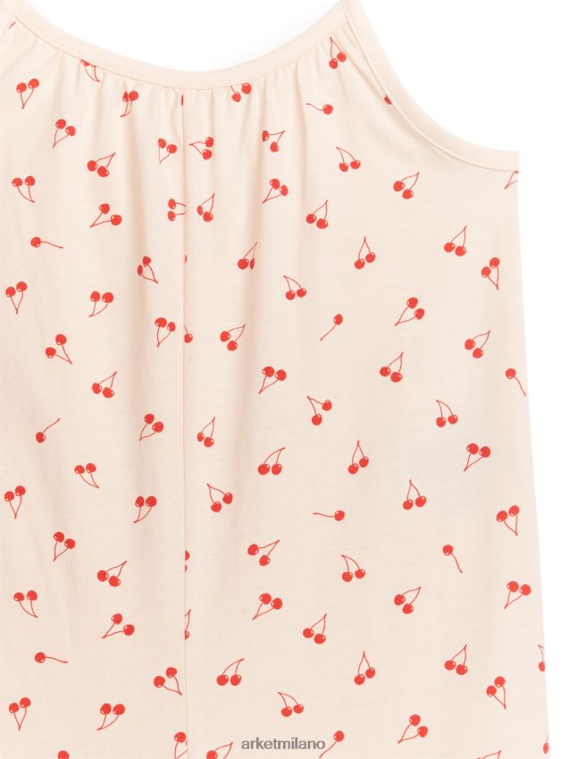 vestiario esso ARKET bambini tuta in jersey senza maniche beige/ciliegie 6F0F6L1550