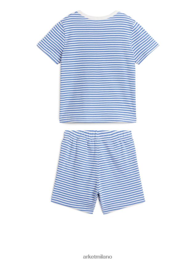 vestiario esso ARKET bambini set pigiama corto in maglia blu bianco 6F0F6L1669