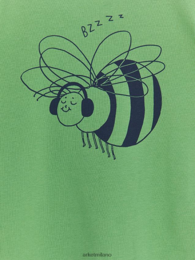 vestiario esso ARKET bambini set pigiama corto in maglia verde/calabrone 6F0F6L1663