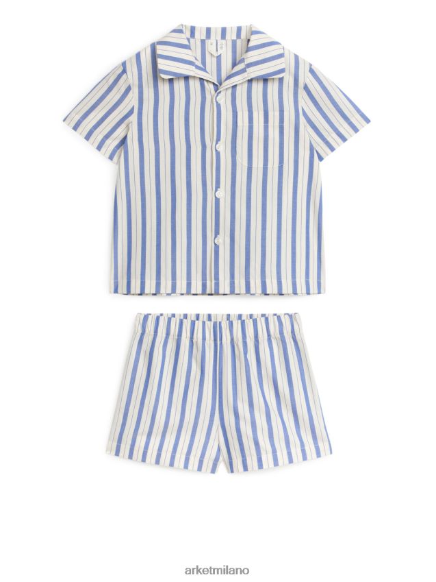 vestiario esso ARKET bambini set pigiama in cotone blu bianco 6F0F6L1666