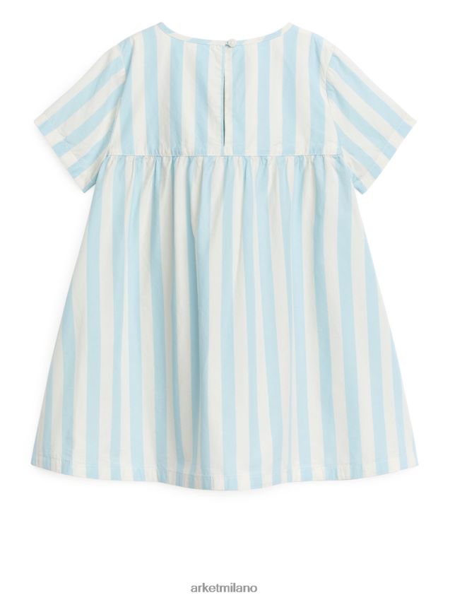 vestiario esso ARKET bambini Abito in popeline di cotone pima bianco/azzurro 6F0F6L1372