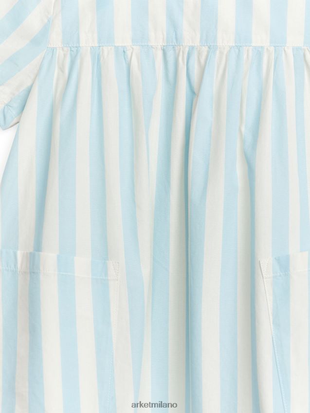 vestiario esso ARKET bambini Abito in popeline di cotone pima bianco/azzurro 6F0F6L1372