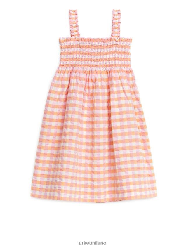 vestiario esso ARKET bambini Abito in seersucker a punto smock arancione/quadretto 6F0F6L1376