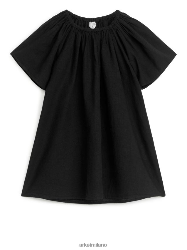 vestiario esso ARKET bambini abito ampio in cotone lino nero lavato 6F0F6L1380