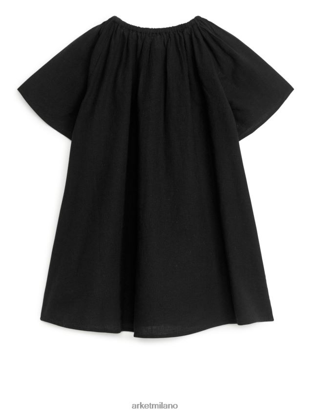 vestiario esso ARKET bambini abito ampio in cotone lino nero lavato 6F0F6L1380