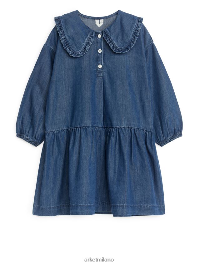 vestiario esso ARKET bambini abito in flanella con volant blu 6F0F6L1373