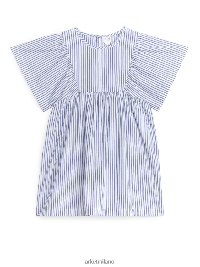 vestiario esso ARKET bambini abito in popeline di cotone bianco blu 6F0F6L1382