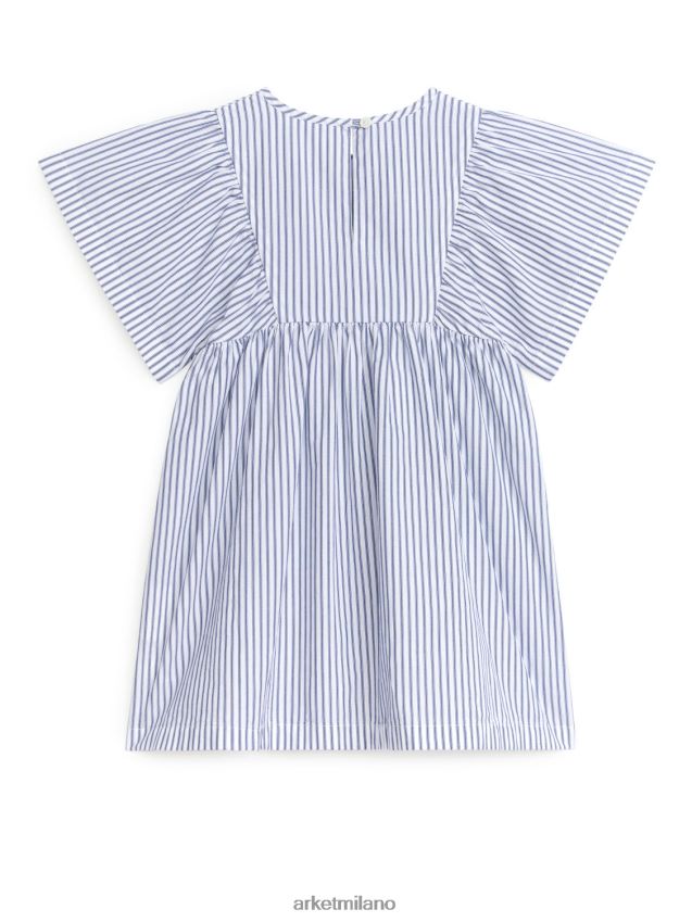 vestiario esso ARKET bambini abito in popeline di cotone bianco blu 6F0F6L1382