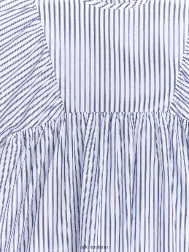 vestiario esso ARKET bambini abito in popeline di cotone bianco blu 6F0F6L1382
