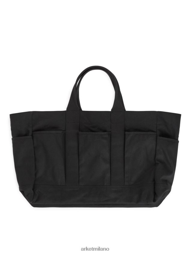 borse esso ARKET unisex Borsa tote in tela multitasche nero 6F0F6L749
