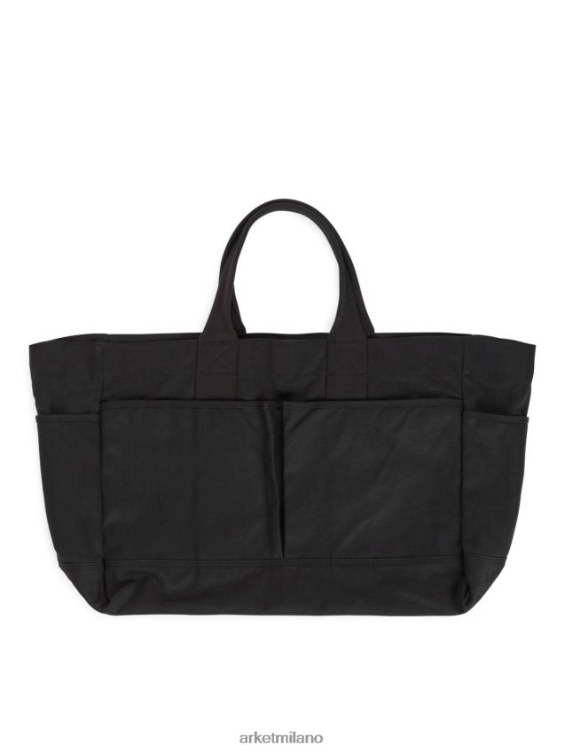 borse esso ARKET unisex Borsa tote in tela multitasche nero 6F0F6L749