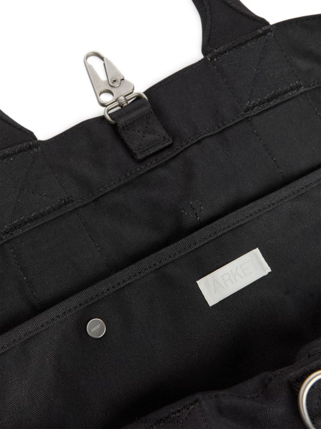 borse esso ARKET unisex Borsa tote in tela multitasche nero 6F0F6L749